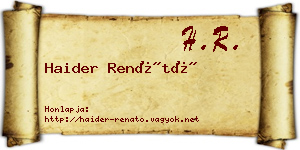 Haider Renátó névjegykártya
