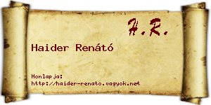Haider Renátó névjegykártya
